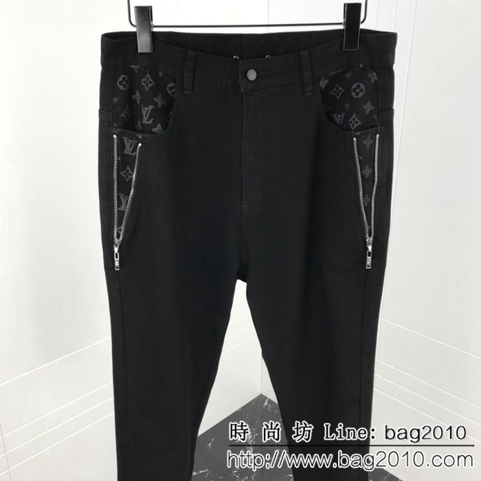 LV路易威登 2018ss新款 口袋拉鏈老花logo設計 男款牛仔褲 定制五金輔料 定制面料 四季款 ydi2249